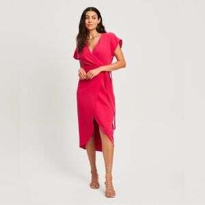 Elegant Pink Wrap Dress